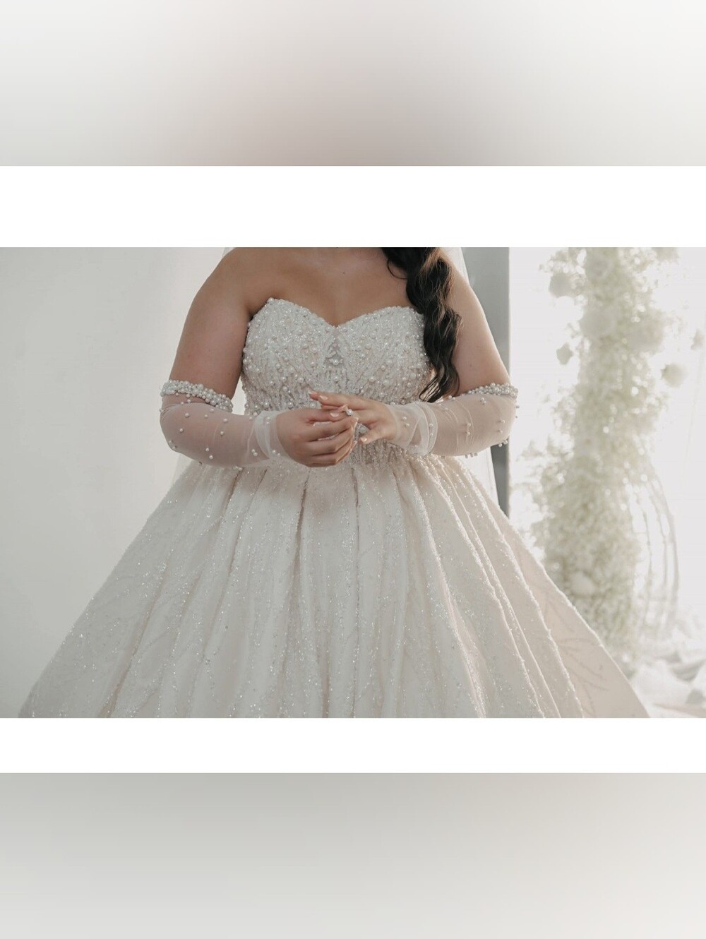 Ivory Beaded Strapless Ball Gown Wedding Dress